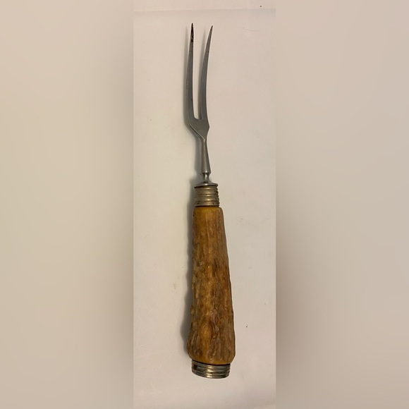 Vtg ROSTFREI  ANTLER HANDLE MEAT CARVING FORK . See Photos - Picture 1 of 7